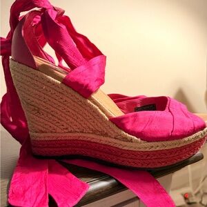 UGG Elegant Pink Espadrille Wedge Sandals